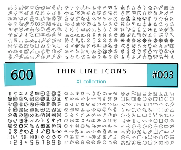 600 ícones de linha fina vetorial definidos para infográficos, móveis UX / UI ki — Vetor de Stock