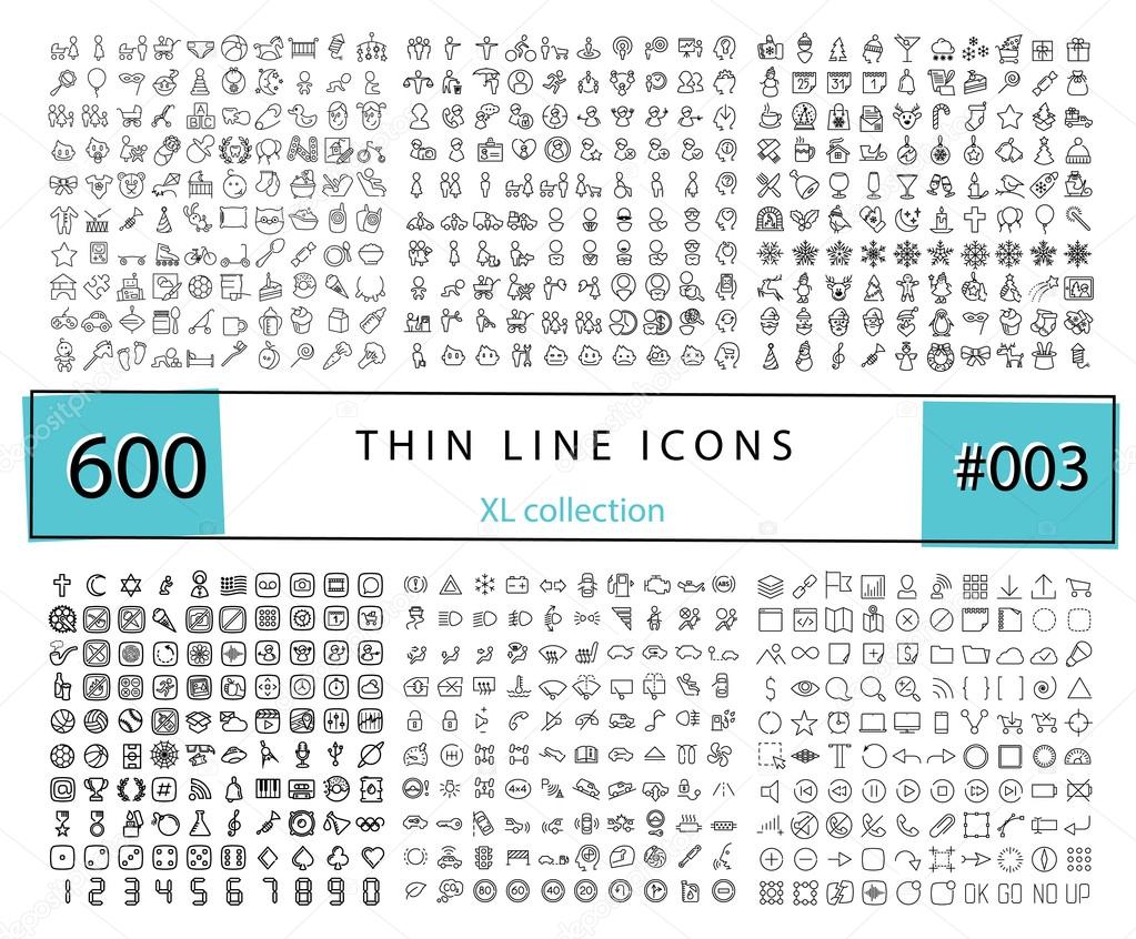 600 Vector thin line icons set for infographics, mobile UX/UI ki