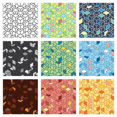 Vektör fütüristik Dikişsiz desen renk küpleri ile ayarla