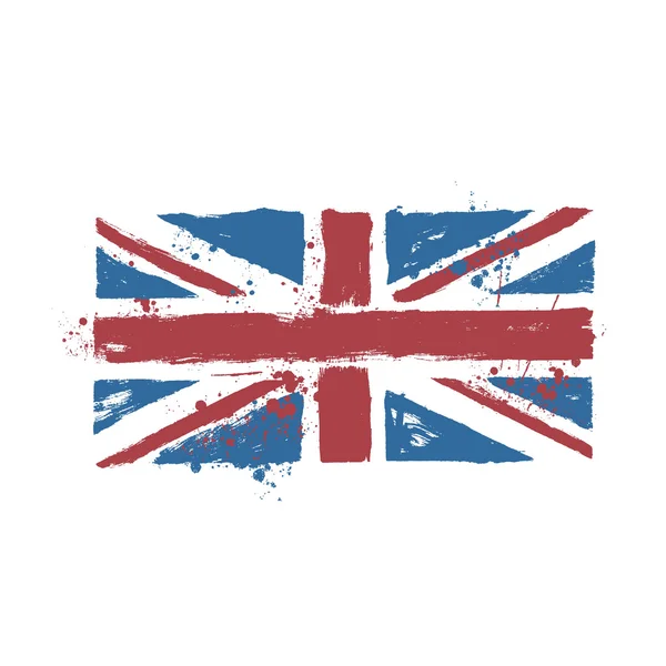 Vector grunge stylized UK flag with paint splatters and ink drop — Stock Vector