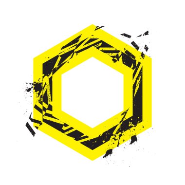 Vektör grunge stilize geometrik şekli patlama. Altıgen symb