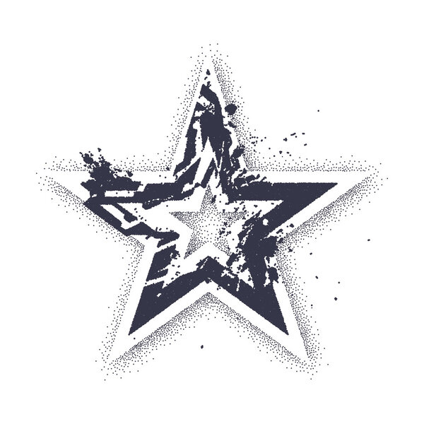 Vector art with tattoo styled star. Dotwork and blackwork tattoo