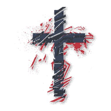 Vector christian cross symbol. Grunge illustration  clipart