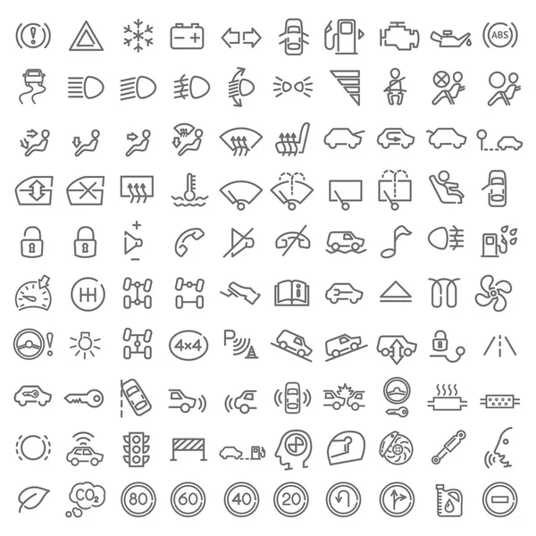 100 iconos de línea vectorial para el diseño web y la interfaz de usuario — Archivo Imágenes Vectoriales