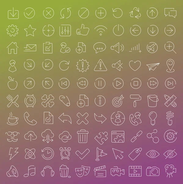 One hundred  vector line icons set — Stock Vector