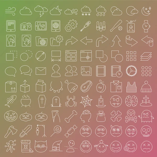 Cien iconos de línea vectorial conjunto — Vector de stock