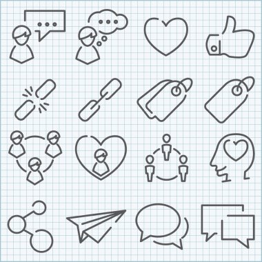 Vektör ince çizgi Icons set
