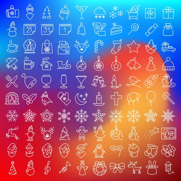 Ensemble d'icônes plates propres vectorielles pour les vacances de Noël — Image vectorielle