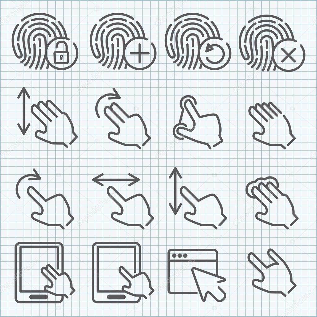 Vector line icons set 