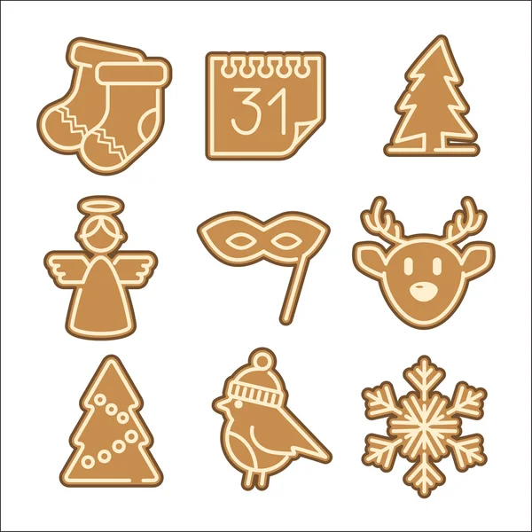 Ensemble de biscuits de Noël — Image vectorielle