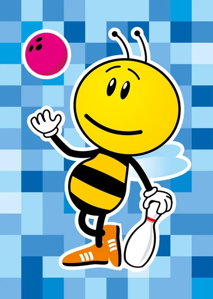 Bee dier met bowling bal — Stockvector