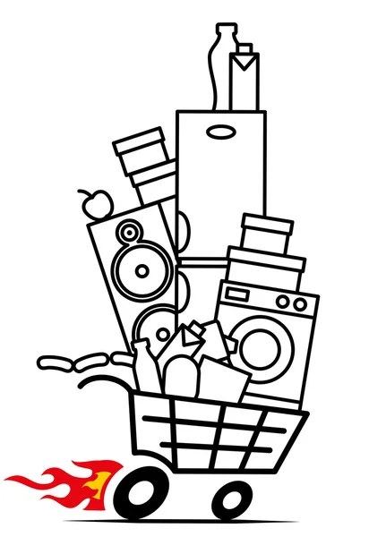 Compras en Carrito de compras — Vector de stock