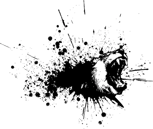 Μαύρο μελάνι λεκές λιοντάρι — Διανυσματικό Αρχείο