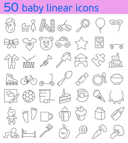 Conjunto de iconos bebé línea . — Vector de stock