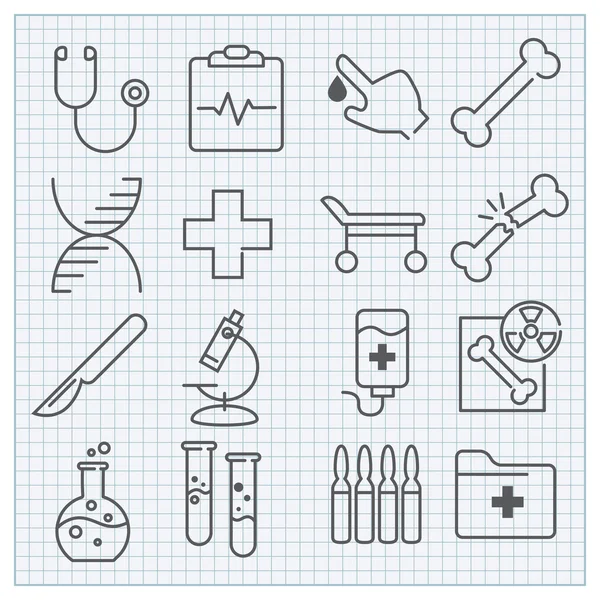 Icônes de médecine et de soins de santé — Image vectorielle