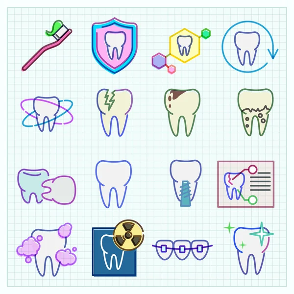 Médecine stomatologie icônes — Image vectorielle