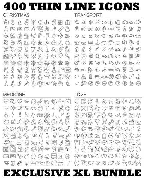 Faisceau d'icônes de ligne mince — Image vectorielle