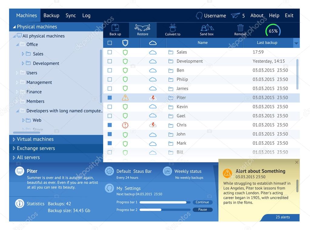 Web application interface template