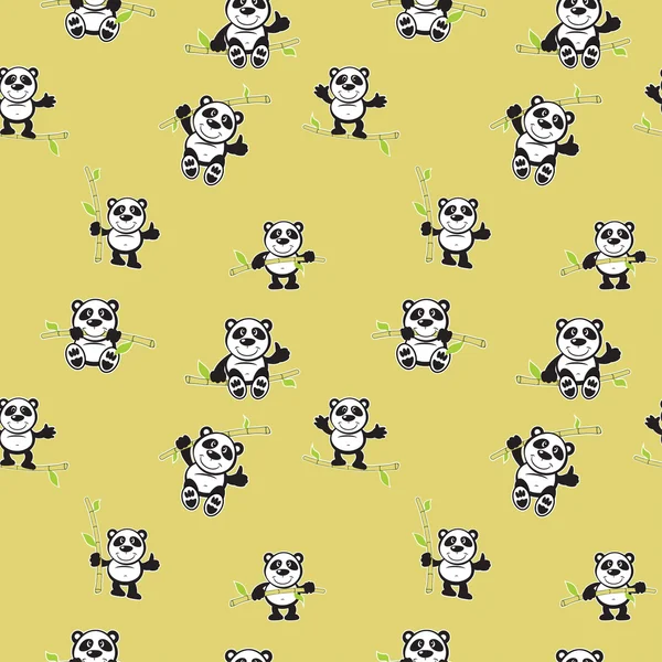 Panda con patrón de bambú sin costuras — Vector de stock