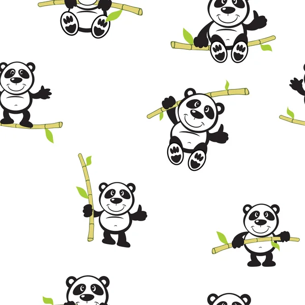 Panda mit Bambus nahtlosem Muster — Stockvektor
