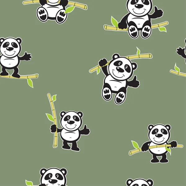 Panda mit Bambus nahtlosem Muster — Stockvektor