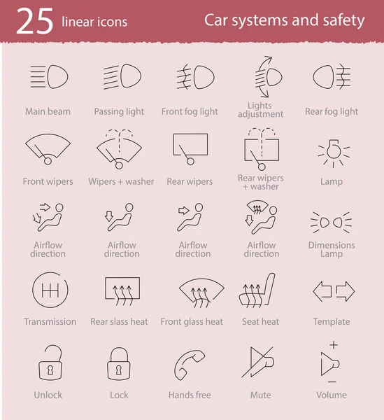 Conjunto de ícones de interface de carro — Vetor de Stock