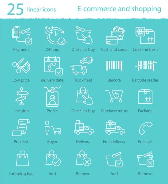 Icônes e-commerce et shopping — Image vectorielle