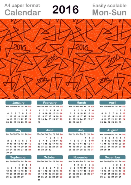 2016 Calendar template — Stock Vector