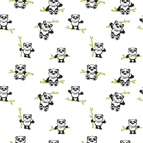 Panda con patrón de bambú sin costuras — Vector de stock