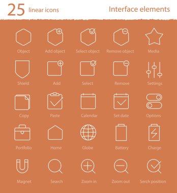 25 doğrusal Icons set