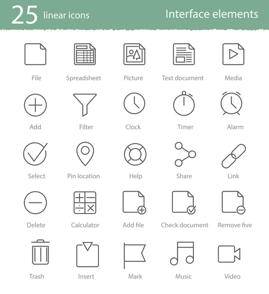 25 icônes linéaires — Image vectorielle