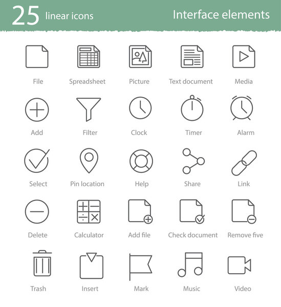 25 linear icons set