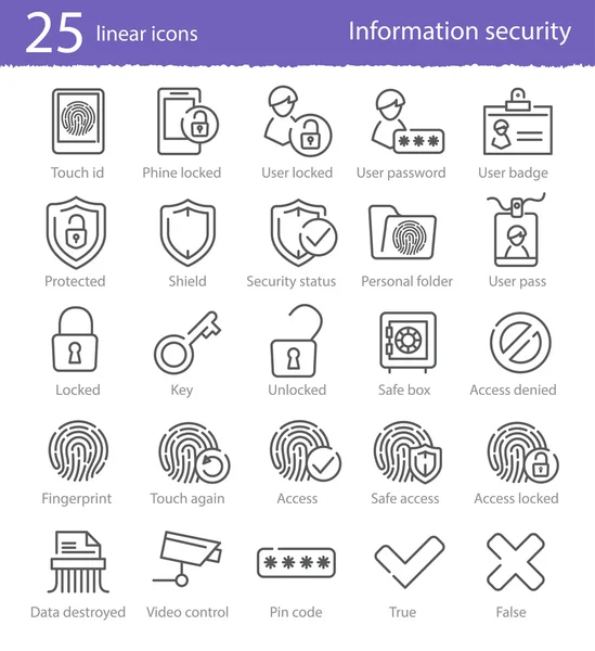 25 linear icons set — Stock Vector