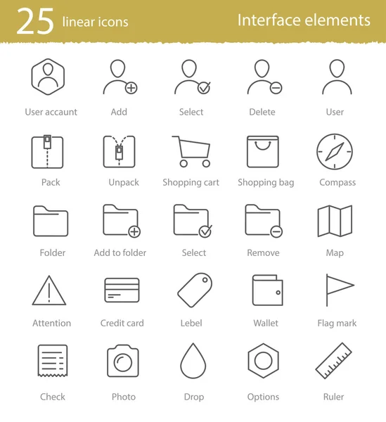 25 doğrusal Icons set — Stok Vektör
