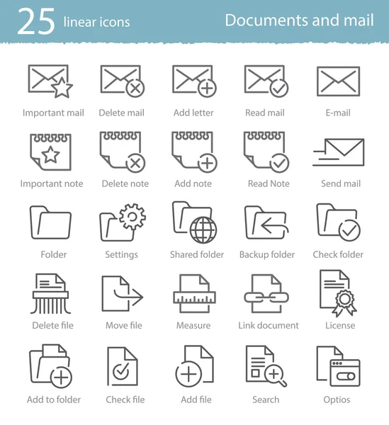 25 linear icons set — Stock Vector