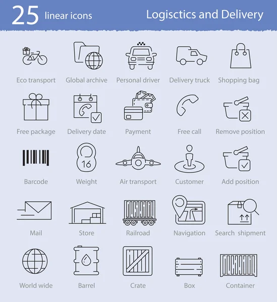 Icônes de logistique et de livraison — Image vectorielle