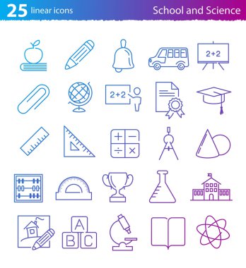 Okul, eğitim ve bilim Icons set