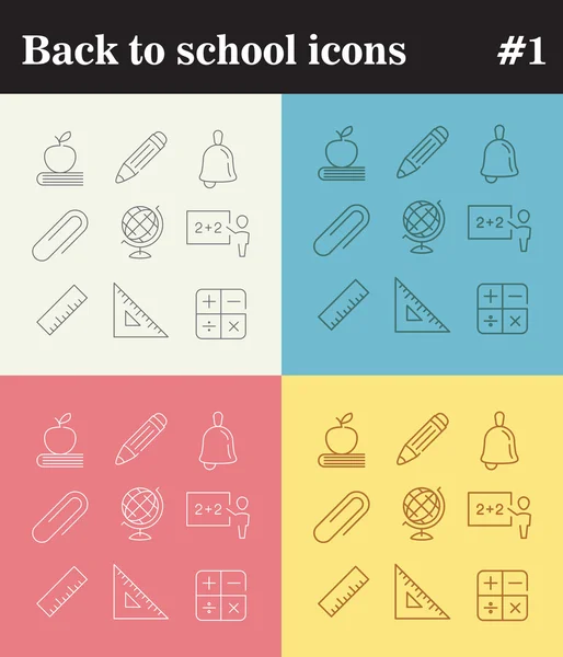 Iconos de escuela lineal delgada — Vector de stock