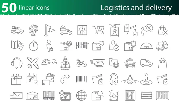 Thin line logistics and delivery set — Stock Vector