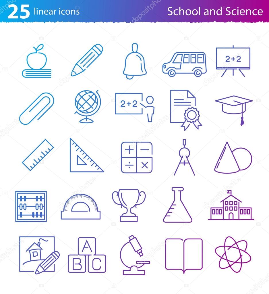 School, education and science icons set