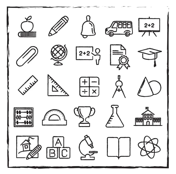 La escuela, la educación y la ciencia iconos — Vector de stock