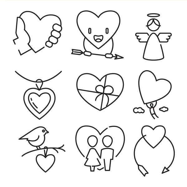 Iconos de amor y boda — Vector de stock