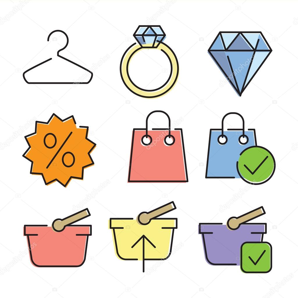 flat  icons for shopping
