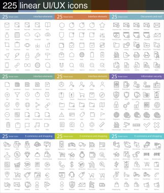 web tasarımı için doğrusal Icons set