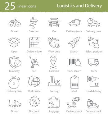 Nakliye ve teslimat için Icons set