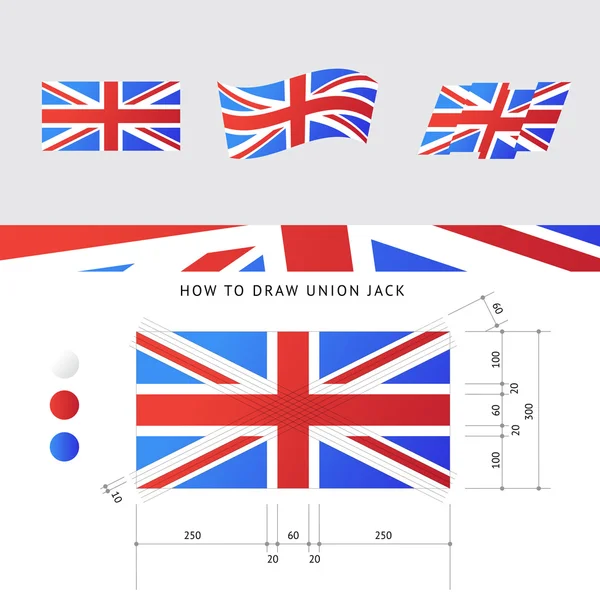 正確な方式でユニオン ジャック フラグ — ストックベクタ