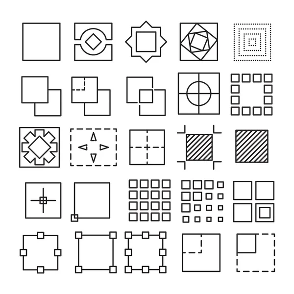 正方形と長方形の実験的アイコンのベクトルを設定 — ストックベクタ