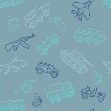 Vektör askeri seamless modeli ile taşıma ve silah