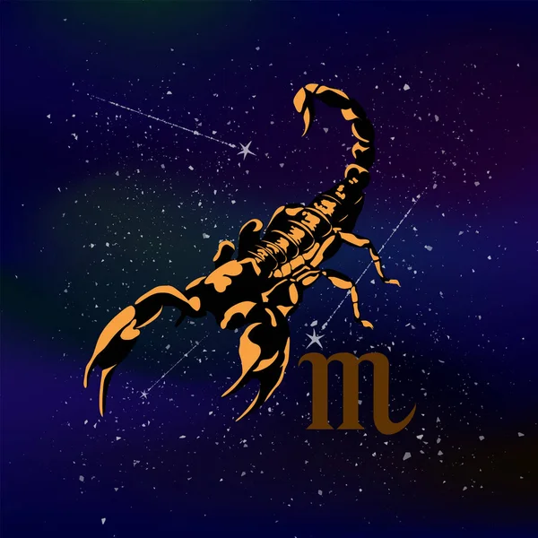 Image Montre Signe Zodiaque Scorpion Sur Fond Espace Sans Fin — Image vectorielle