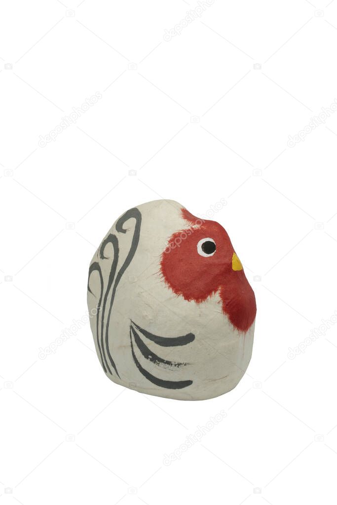 japanese hen ornament on white background